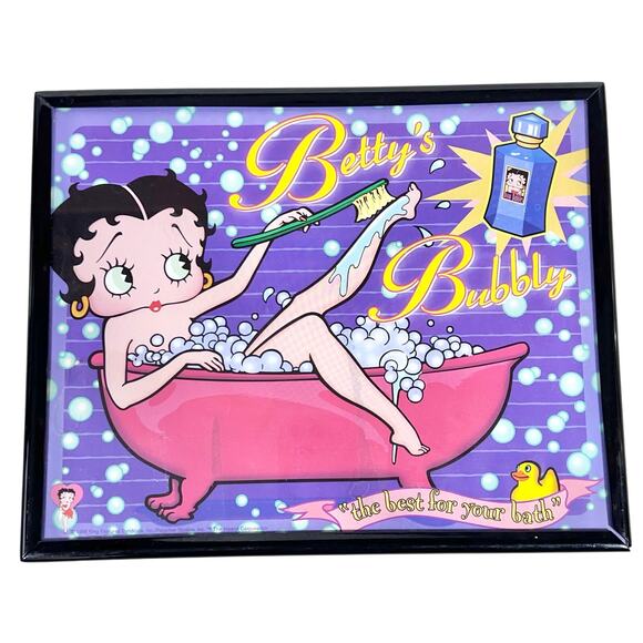Vintage Betty Boop Framed Pictures Lot of 4 10x8" Biker Bubble Bath Glamour 90's - Picture 4 of 16